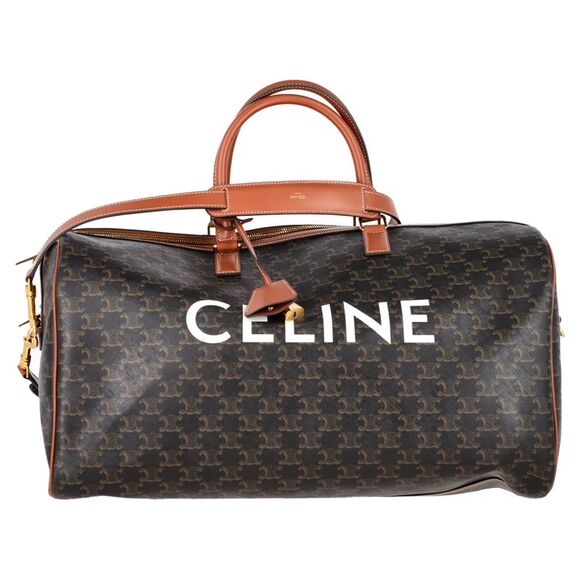 Celine Large Triomphe Duffle Bag in Brown Coated Canvas - Picture 1 of 8